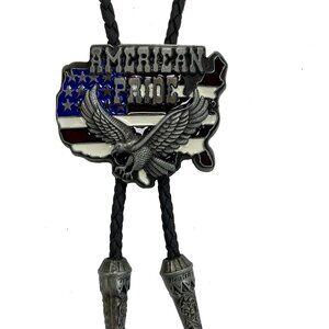 Top Notch Accessories American Pride With USA Flag & Eagle Bolo Tie